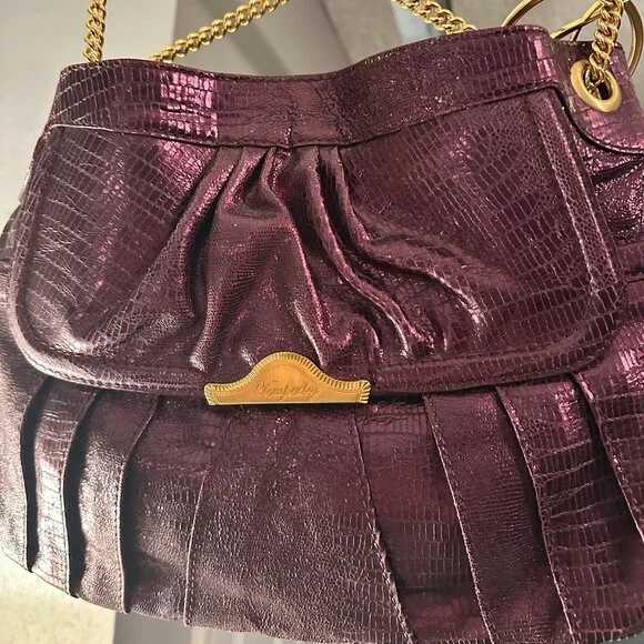 Temperley London Metallic Plum Embossed Leather Chain Shoulder Bag NWOT - Picture 1 of 16